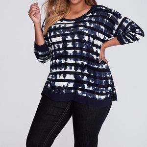 LAST CHANCE— Lane Bryant Blue Striped Tie Dye Sweater